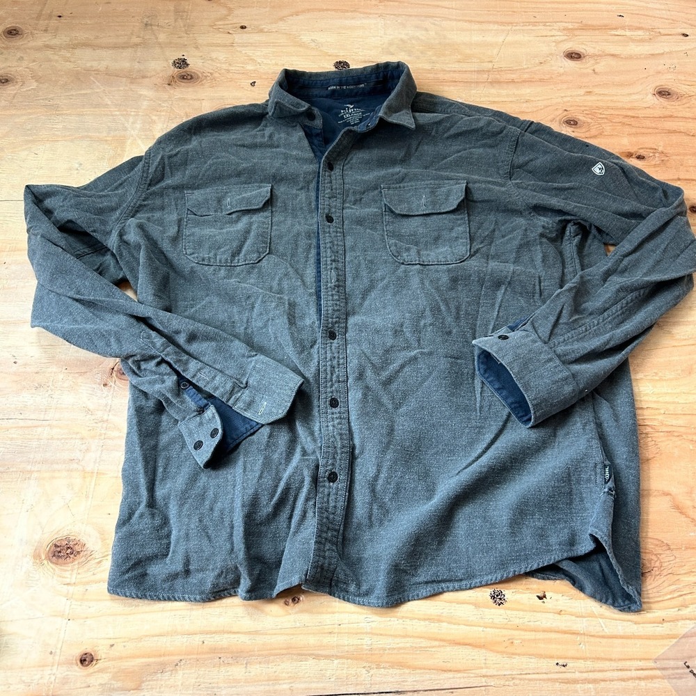Kuhl Lined Long Sleeve Shirt Mens XXL Gray Button Up Outdoor Winter